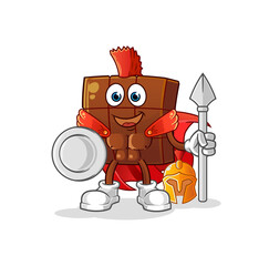 chocolate bar spartan character. cartoon mascot vector