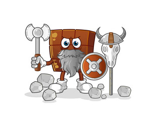 chocolate bar viking with an ax illustration. character vector