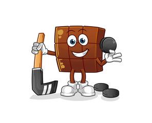 chocolate bar playing hockey vector. cartoon character