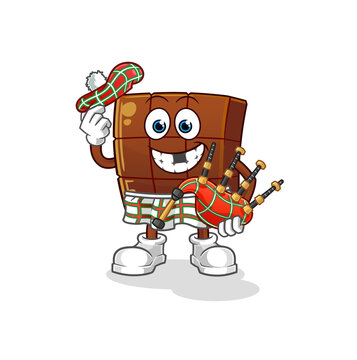 recommend clip art: chocolate bar scottish with bagpipes vector. cartoon character
