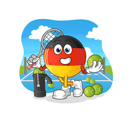 german flag plays tennis illustration. character vector