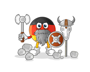 german flag viking with an ax illustration. character vector