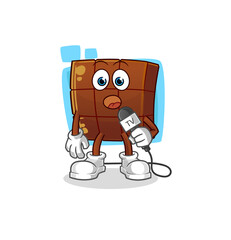 chocolate bar tv reporter cartoon. cartoon mascot vector