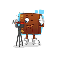 chocolate bar photographer character. cartoon mascot vector