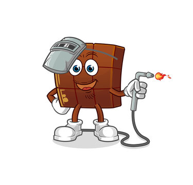 recommend clip art: chocolate bar welder mascot. cartoon vector
