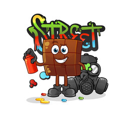 chocolate bar graffiti artist vector. cartoon character