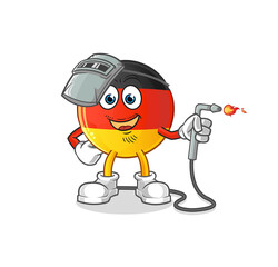 german flag welder mascot. cartoon vector