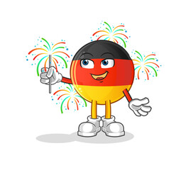 german flag with fireworks mascot. cartoon vector