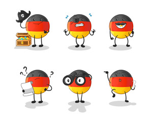 german flag Pirate group character. cartoon mascot vector
