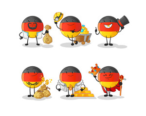 german flag rich group character. cartoon mascot vector