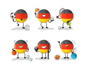 german flag sport set character. cartoon mascot vector