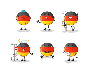 german flag sick group character. cartoon mascot vector