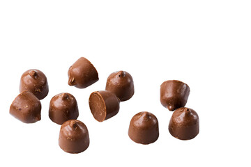 Close up view of truffle candy isolated on white background.