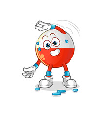 Fototapeta premium poland flag stretching character. cartoon mascot vector