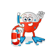 Obraz premium poland flag swimmer with buoy mascot. cartoon vector