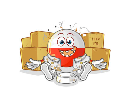 recommend clip art: poland flag homeless character. cartoon mascot vector