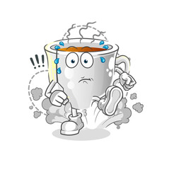 tea cup running illustration. character vector