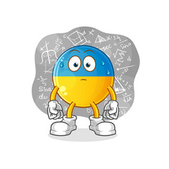ukraine flag thinking hard vector. cartoon character