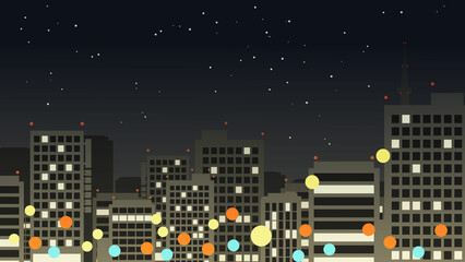 都会　夜　星　横