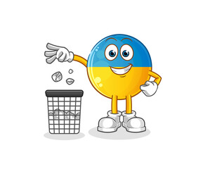 ukraine flag Throw garbage mascot. cartoon vector