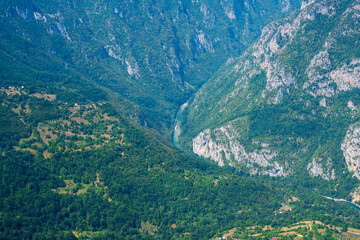 Fototapeta na wymiar Top view of the canyon. Top view of the mountain river.