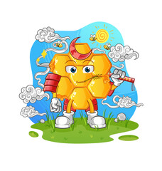 Obraz na płótnie Canvas honey pattern samurai cartoon. cartoon mascot vector