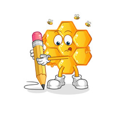 honey pattern write with pencil. cartoon mascot vector