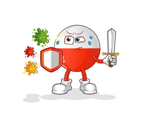 poland flag against viruses cartoon. cartoon mascot vector