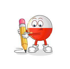 poland flag write with pencil. cartoon mascot vector