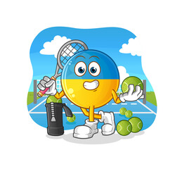 ukraine flag plays tennis illustration. character vector