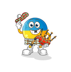 Naklejka premium ukraine flag scottish with bagpipes vector. cartoon character