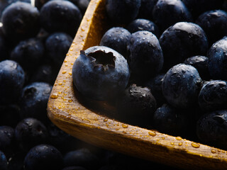 macro photography. Lots of fresh blueberries. Delicious healthy product. Culinary - fresh berries, jam, juice, fresh juice, pie fillings, medicine, vitamins, antioxidants.