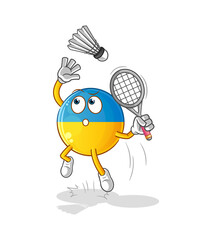 ukraine flag smash at badminton cartoon. cartoon mascot vector