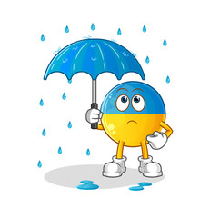 ukraine flag holding an umbrella illustration. character vector
