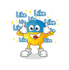 ukraine flag give lots of likes. cartoon vector