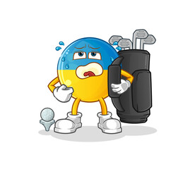 ukraine flag with golf equipment. cartoon mascot vector
