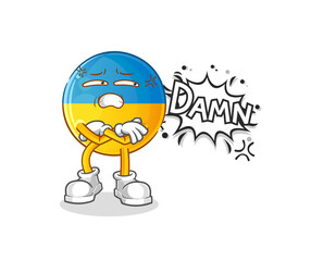 ukraine flag very pissed off illustration. character vector
