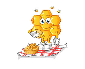 honey pattern on a picnic cartoon. cartoon mascot vector