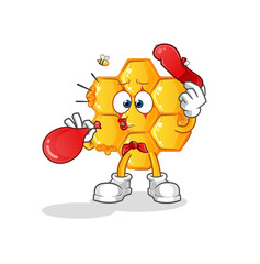 honey pattern pantomime blowing balloon. cartoon mascot vector