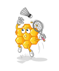 honey pattern smash at badminton cartoon. cartoon mascot vector