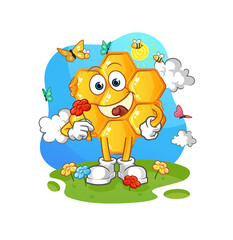 honey pattern pick flowers in spring. character vector