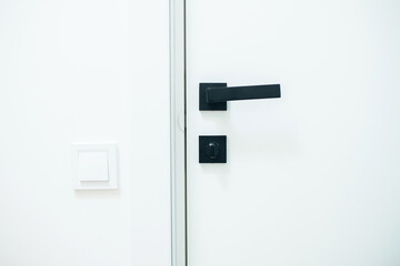 Modern white door and black doorknob on interior doors