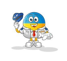 ukraine flag pilot mascot. cartoon vector