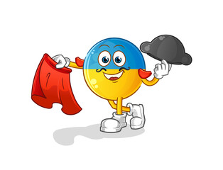 ukraine flag matador with red cloth illustration. character vector