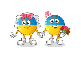 ukraine flag wedding cartoon. cartoon mascot vector