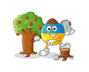 ukraine flag Carpenter illustration. character vector