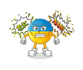 ukraine flag anime angry vector. cartoon character