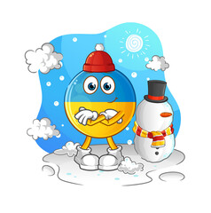 ukraine flag in cold winter character. cartoon mascot vector