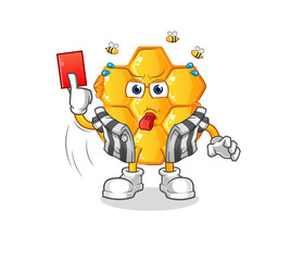 honey pattern referee with red card illustration. character vector