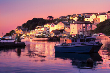 Fototapeta premium Brixham harbour magenta sunset